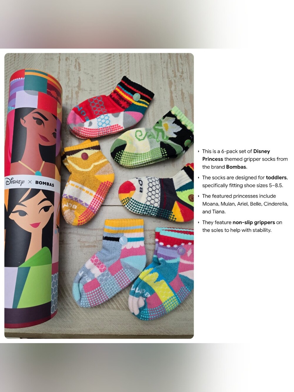 Bombas Toddler Princess Gripper Socks - Bright Multicolor Pack